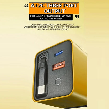 80W GaN Fast Charger With Retractable Type C Cable US/EU/UK Plug Wall Charger For iPhone Xiaomi Huawei Samsung VIVO OPPO Oneplus