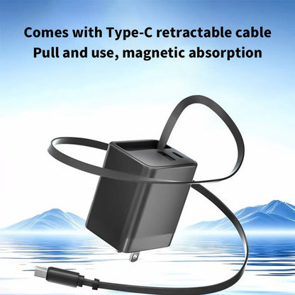 80W GaN Fast Charger With Retractable Type C Cable US/EU/UK Plug Wall Charger For iPhone Xiaomi Huawei Samsung VIVO OPPO Oneplus