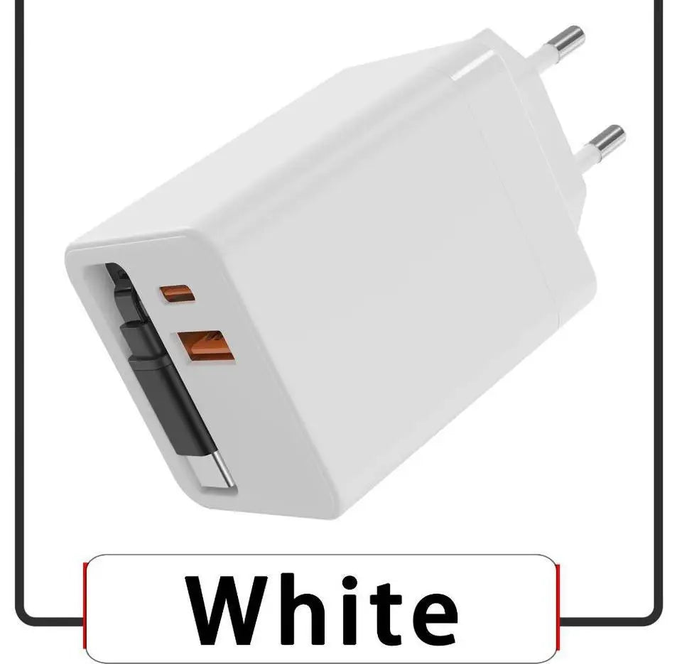 80W GaN Fast Charger With Retractable Type C Cable US/EU/UK Plug Wall Charger For iPhone Xiaomi Huawei Samsung VIVO OPPO Oneplus