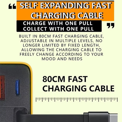 80W GaN Fast Charger With Retractable Type C Cable US/EU/UK Plug Wall Charger For iPhone Xiaomi Huawei Samsung VIVO OPPO Oneplus